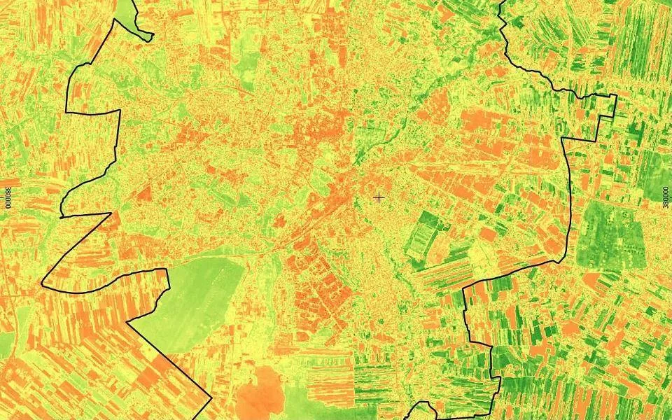 Lublin çevresi için örnek NDVI bitki örtüsü haritası